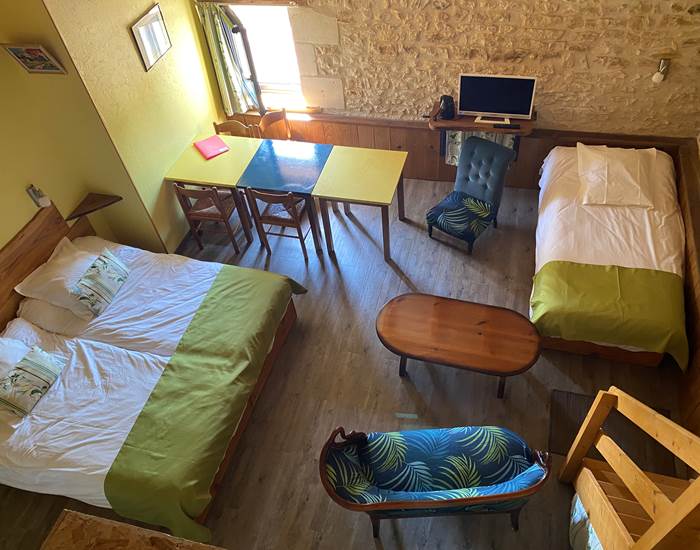 lits jumelables en 2x90 + 1x90 vue de la mezzanine