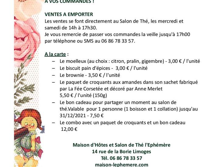 Les gourmandises du salon de thé l'Ephémère - Limoges