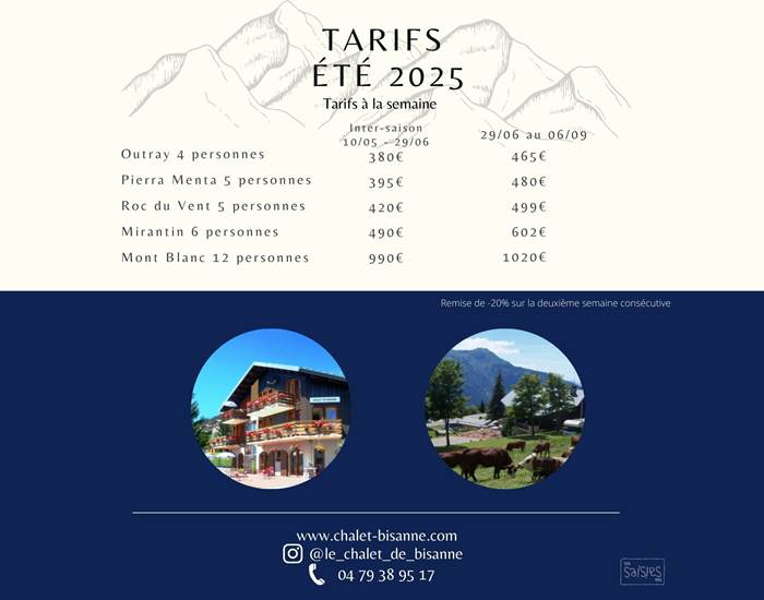 Tarifs Eté