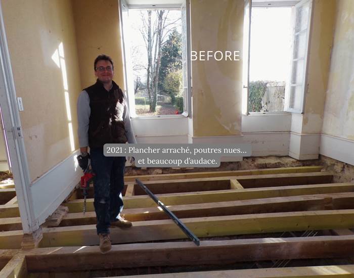Chambre parentale avant rénovation, travaux d’auto-rénovation au Manoir du Colombier