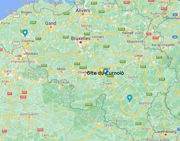 Repérage du Gîte sur carte Belge