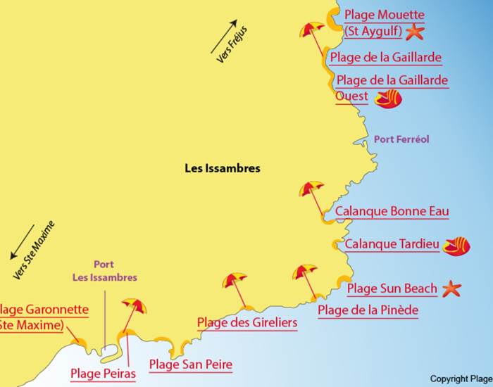 Carte plages des Issambres