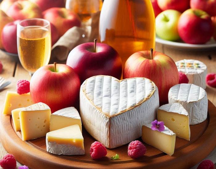 Du fromage, du cidre et des pommes.