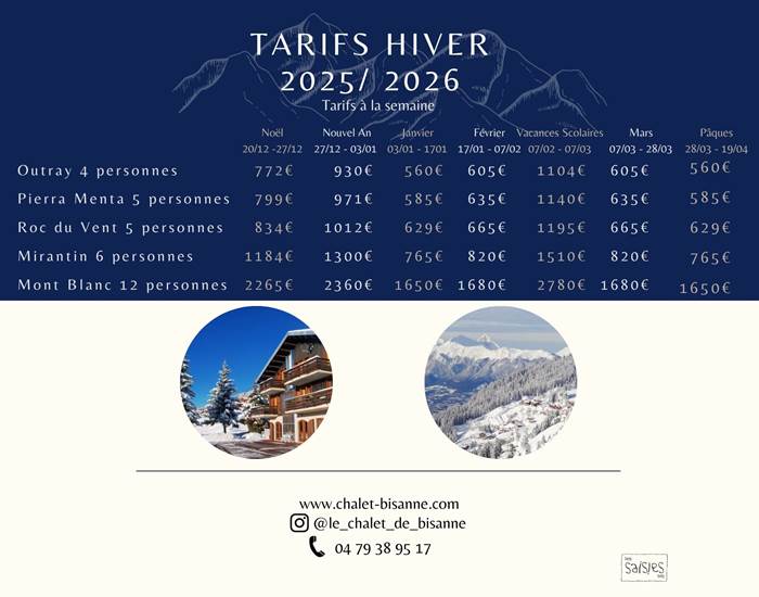 Tarifs Hiver 25/26