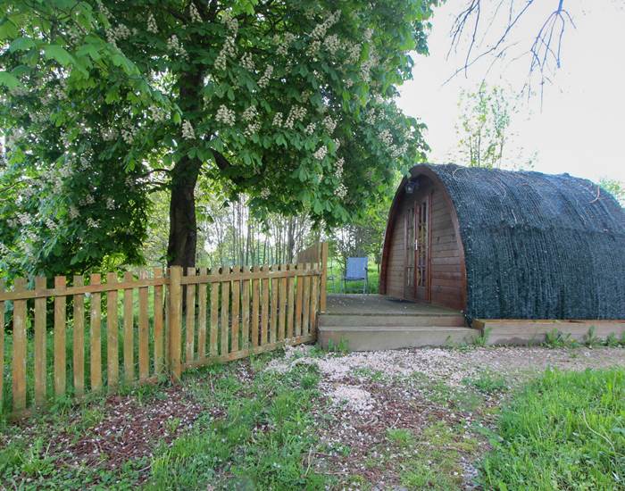 devant la cabane des Hobbits , terrasse privative