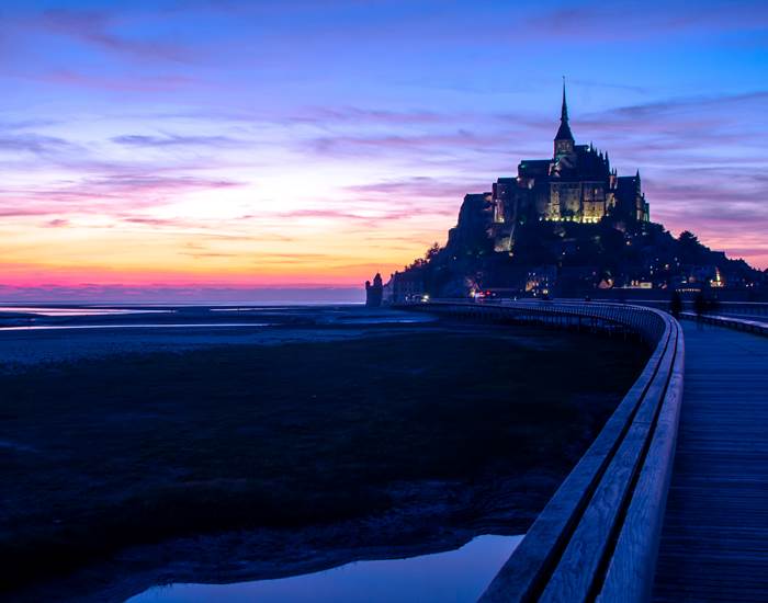 MONT SAINT MICHEL COUCHER DE SOLEIL
