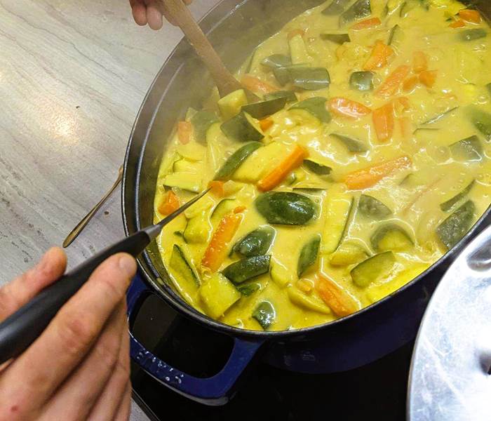 Repas végé en préparation