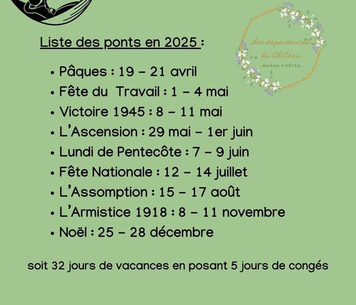 Les ponts de 2025