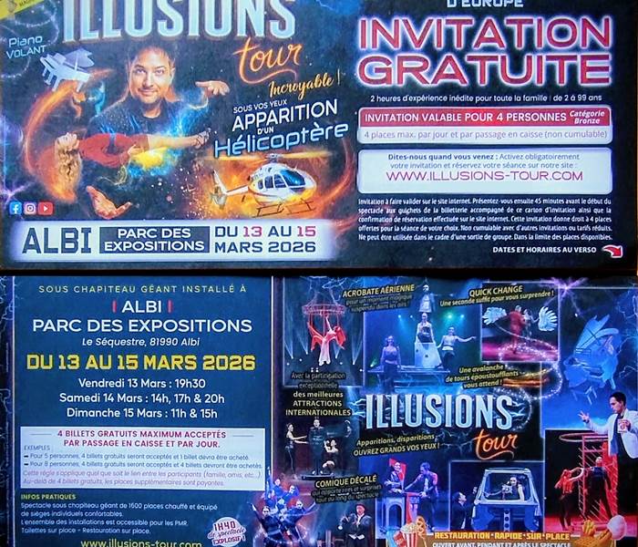 ILLUSION TOUR Albi - invitation gratuite 16 bis gite hotel