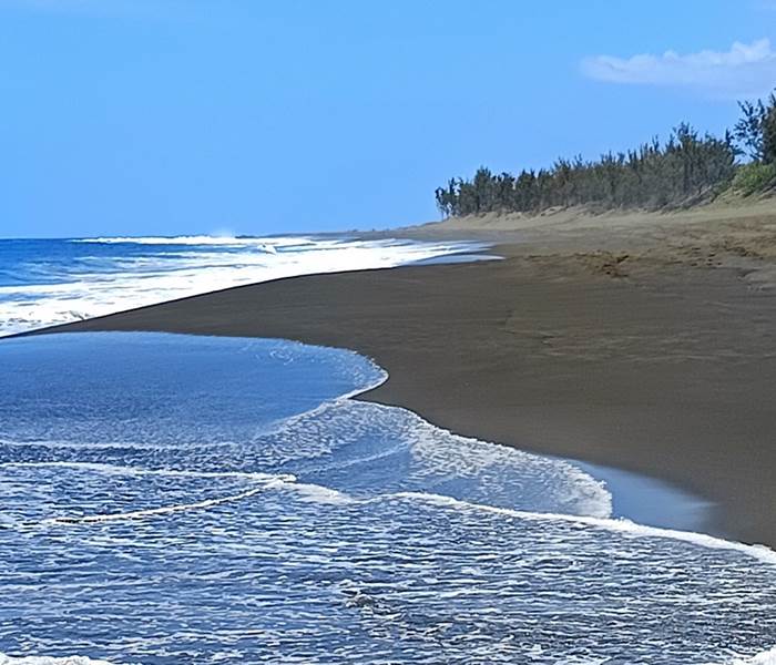 La plage de sable noir d'Etang Salé