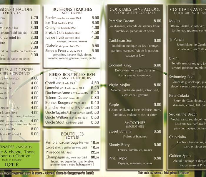 Carte boissons & snacking 2024 verso