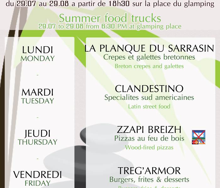 Programme des foodtrucks d'août 2024