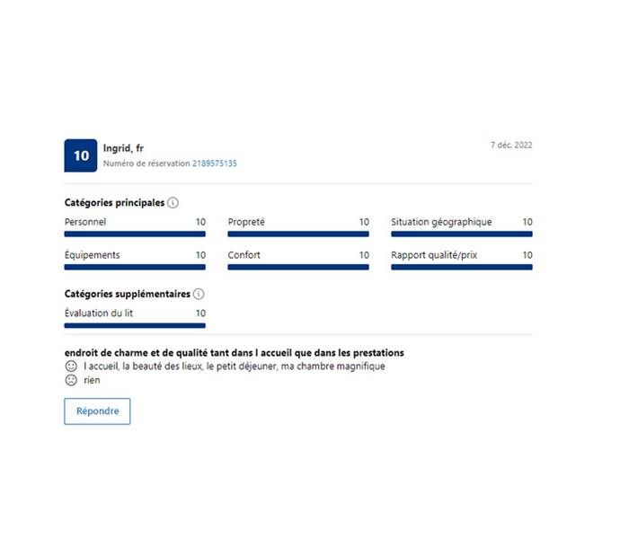 Chambres d'hôtes l'Amphitryon - Un exemple d'avis sur Booking