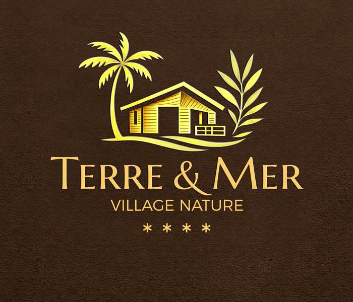 Logo Terre & Mer - village nature **** - version or fond sombre
