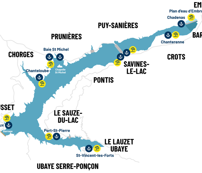 Les plages du Lac de Serre-Ponçon