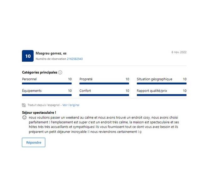 Chambres d'hôtes l'Amphitryon - Un exemple d'avis sur Booking