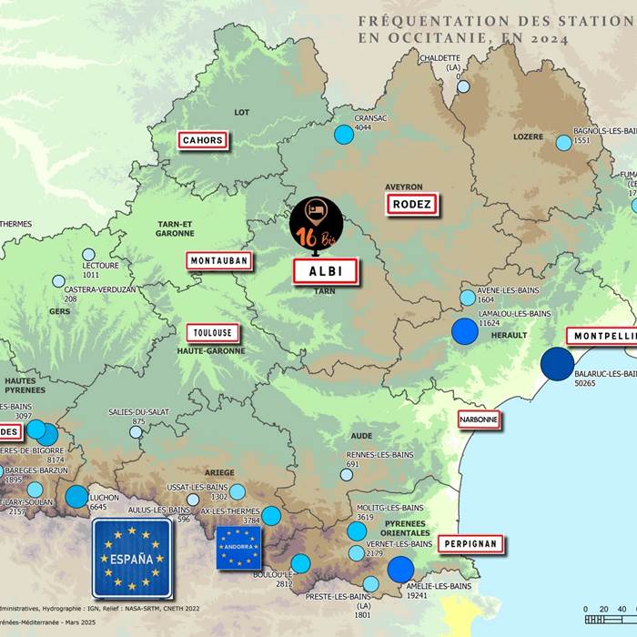 carte régions thermales Occitanie
