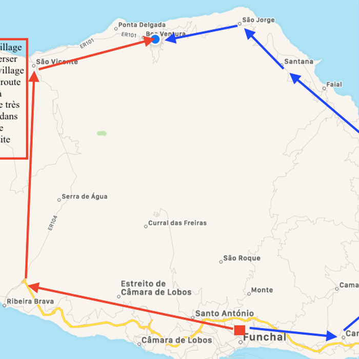 Plan d'acce depuis Funchal aéroport