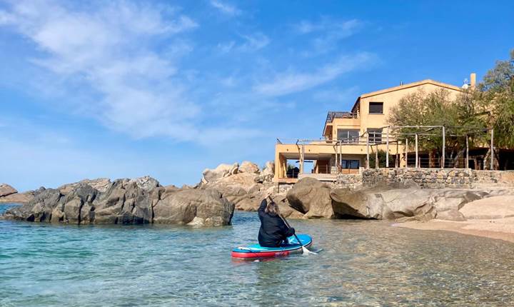 paddle en Corse vue hotel Abbartello avril 2025