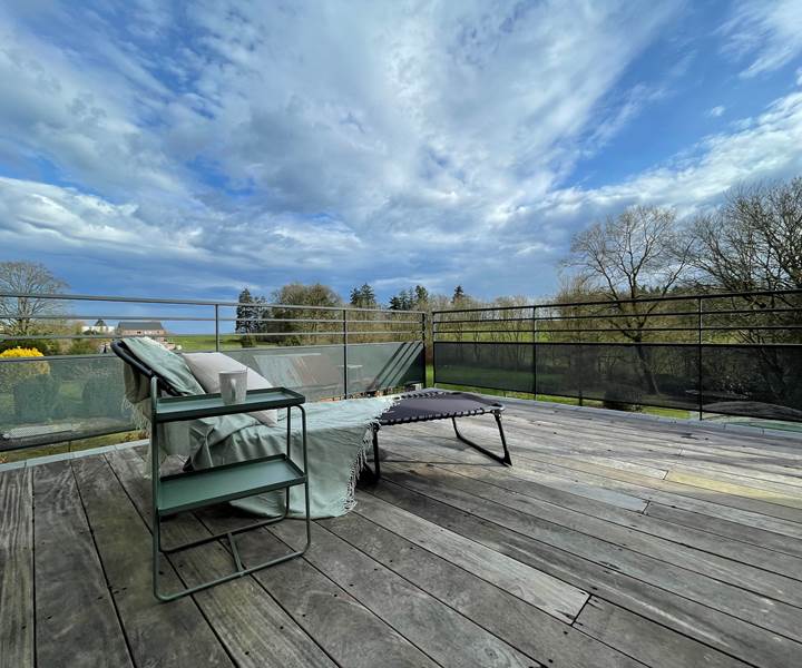 Terrasse du studio de la Grange d'Haversin-presta