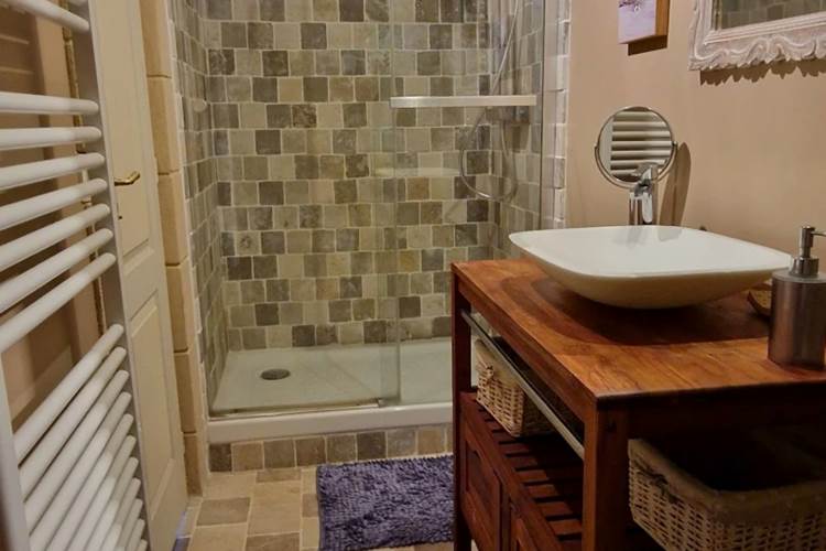 Salle d'eau avec douche, lavabo et WC chambre 3