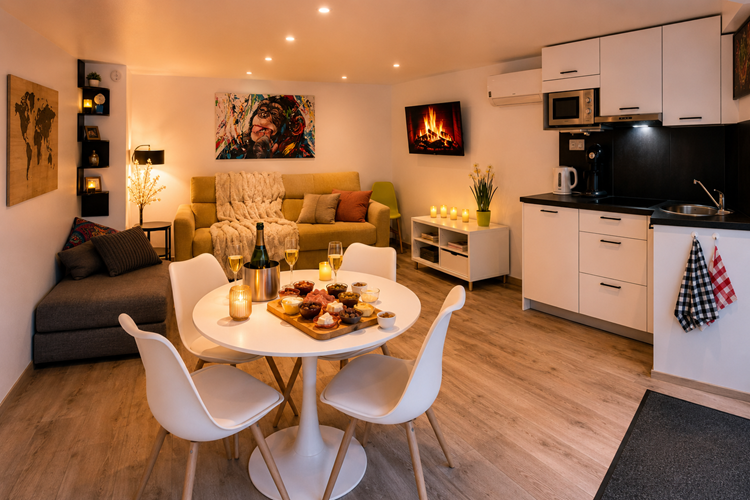 Ô17-séjour wellness-Namur-Ambiance cuisine salon