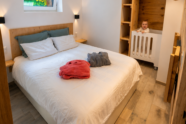 Ô17-séjour wellness-Namur- Chbre parentale +lit bébé