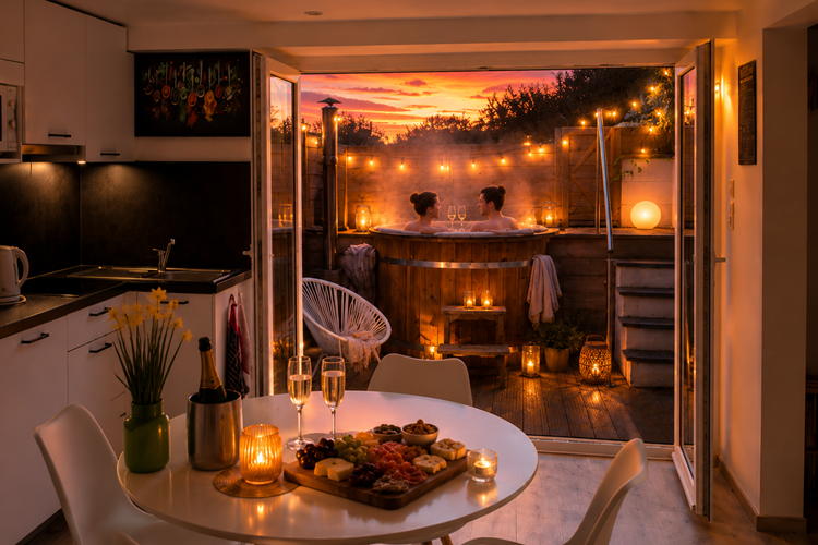 Ambiance romantique BN coucher de soleil