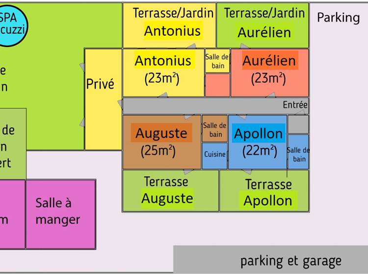 Plan des studios d'hôtes ATRIUM AUGUSTA