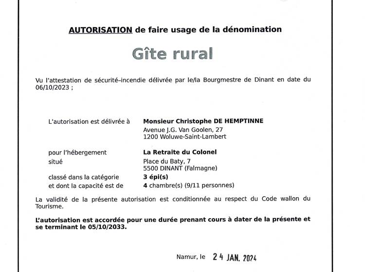Autorisation gîte rural