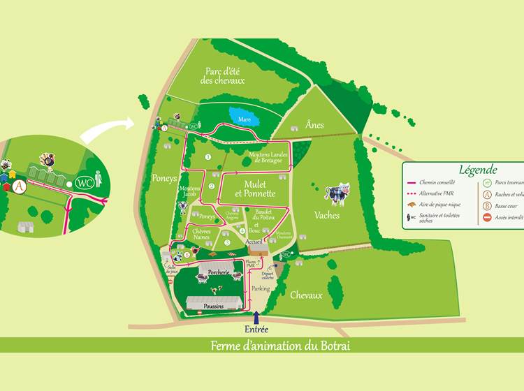 Parcourez le site de la ferme du Botrai grâce au plan de visite