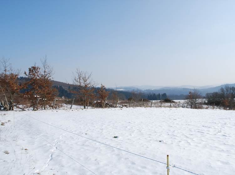 paysage d'hiver, vue devant le Ranch des Lacs Vervialle 87120