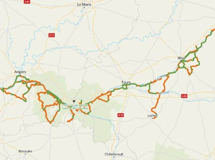 Carte de la Loire à Vélo