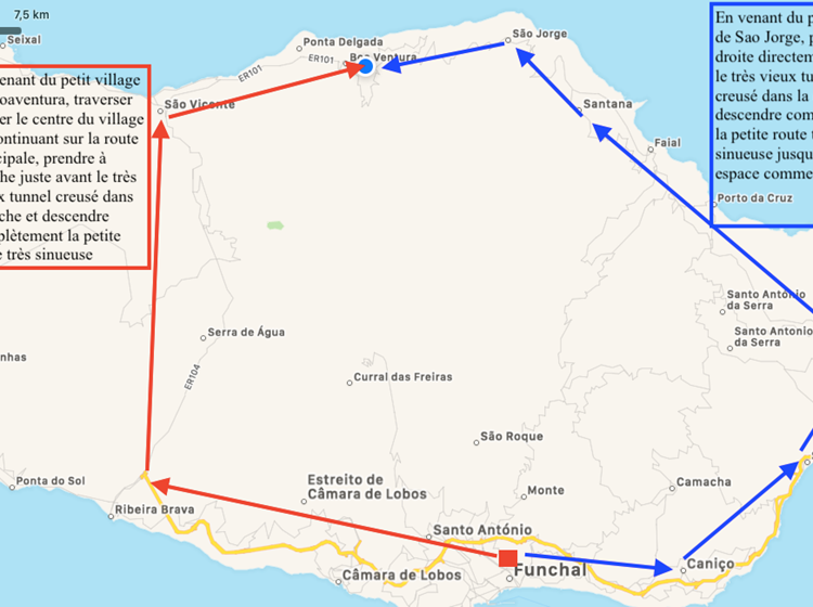 Plan d'acce depuis Funchal aéroport