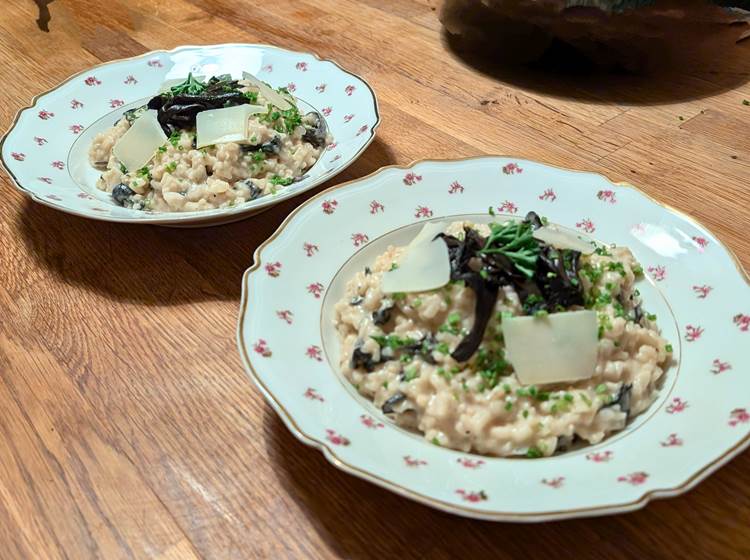 Risotto crémeux aux trompettes