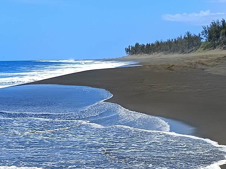 La plage de sable noir d'Etang Salé