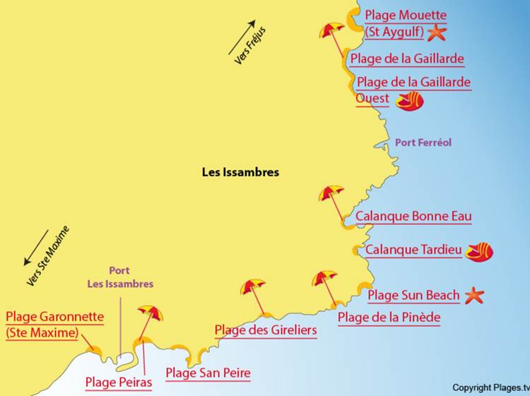 Carte plages des Issambres