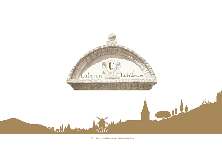 Silhouette du village de Saint-Saturnin les Apt et logo Luberon Lub'heureux (c) Catherine Deiber