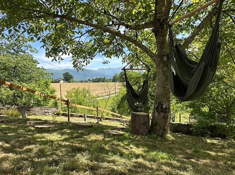 Deux chaises hamacs confortables à l'ombre
