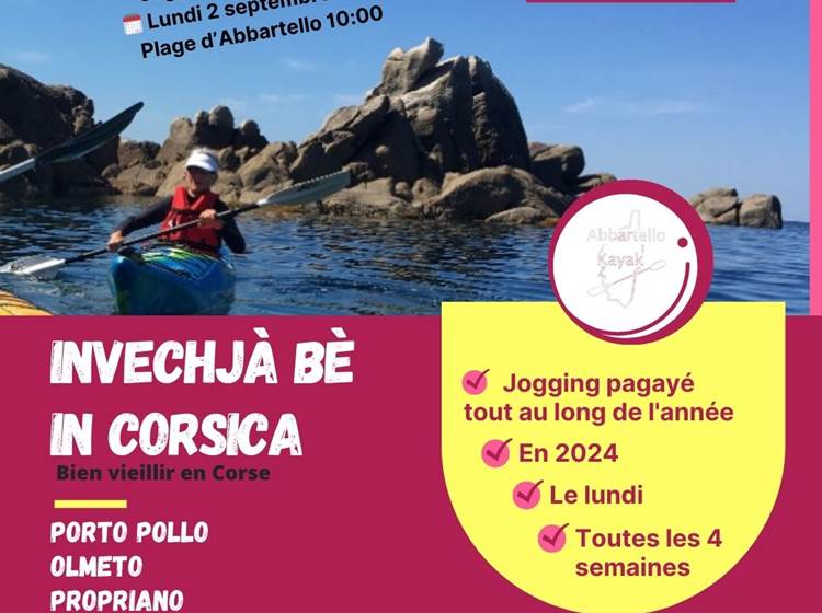 Bien vieillir en Corse jogging pagaye avec Abbartello kayak