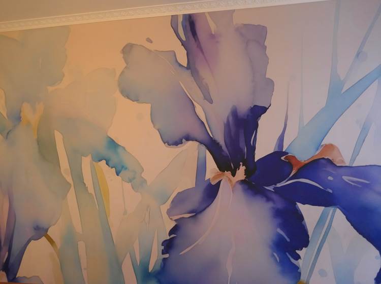 Mur aquarelle chambre iris