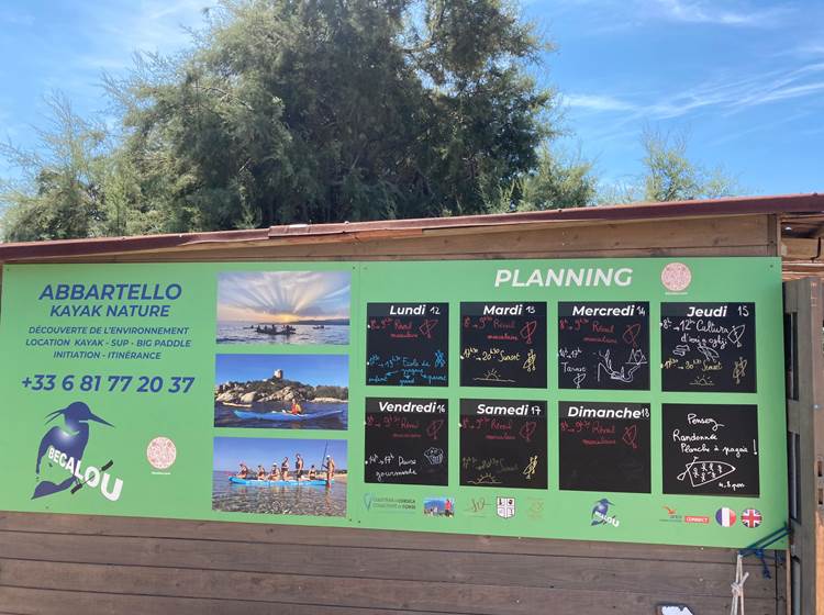 Abbartello kayak Corse planning semaine 15 aout