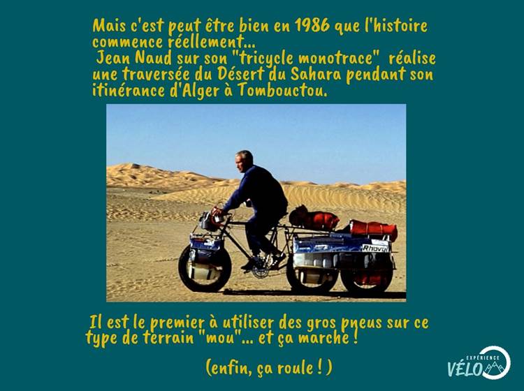 Jean Naud sur son tricycle monotrace