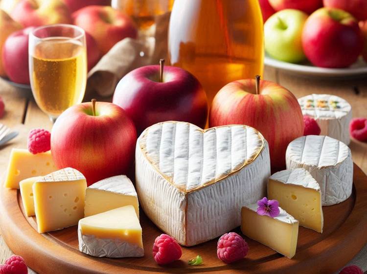 Du fromage, du cidre et des pommes.