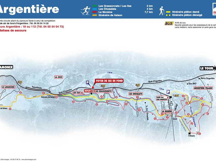 Argentière : nordic ski map