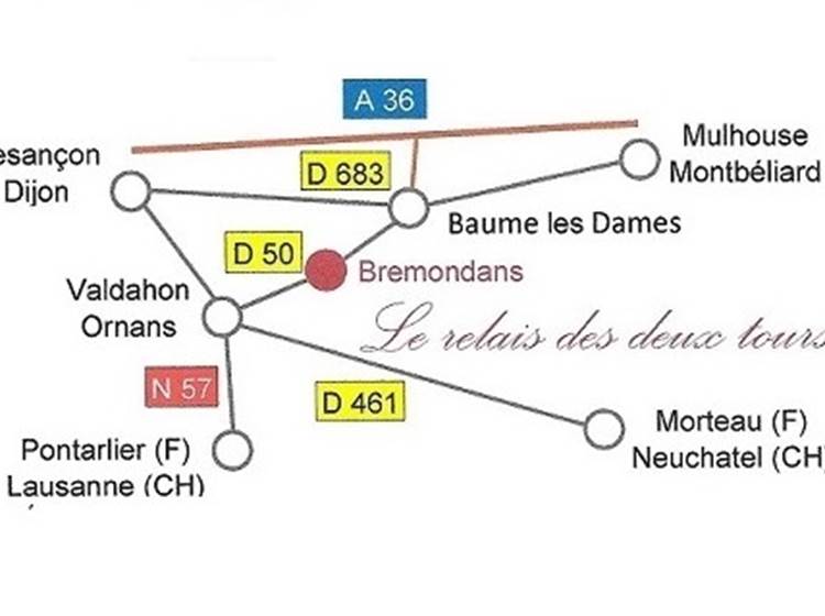 Emplacement du Relais des deux tours en Bourgogne Franche Comté