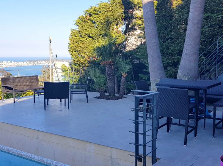 amazing sea vue villa terrace front of the swimming pool  south france riviera