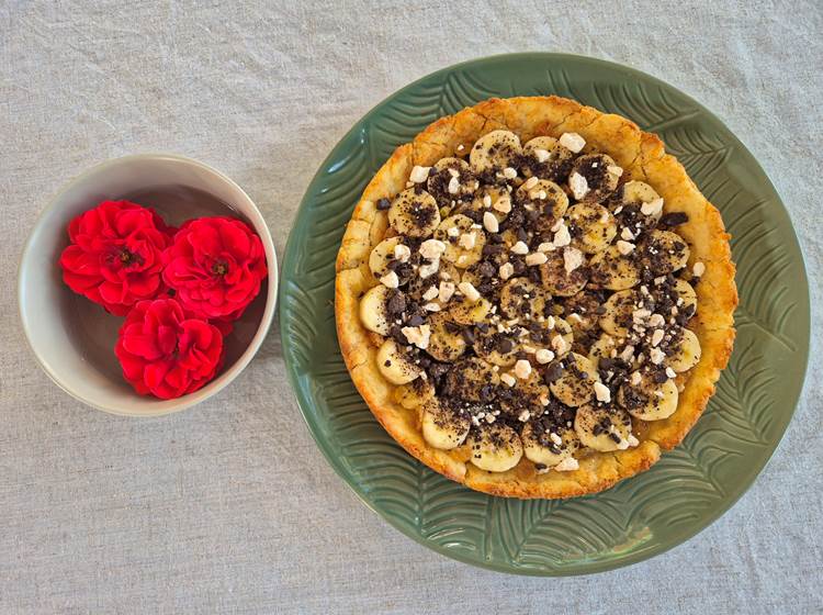 tarte à la banane, chocolat et chantilly
