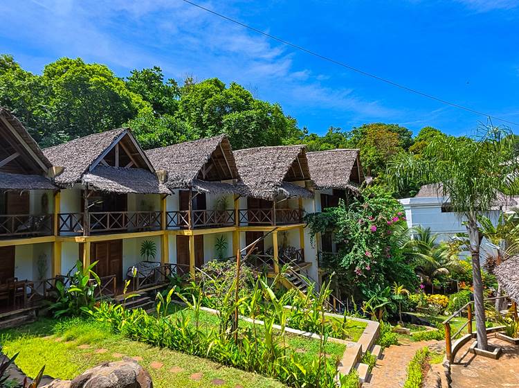 Vue du Rofia Lodge à Nosy Be