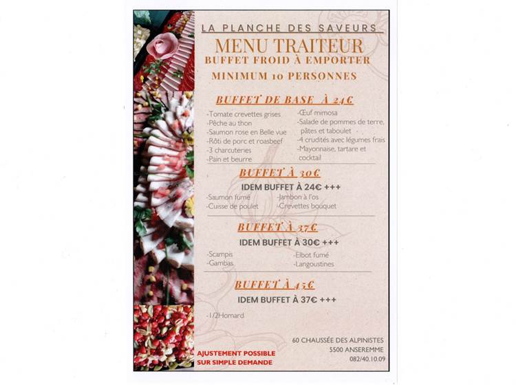 Menu traiteur de La planche des saveurs